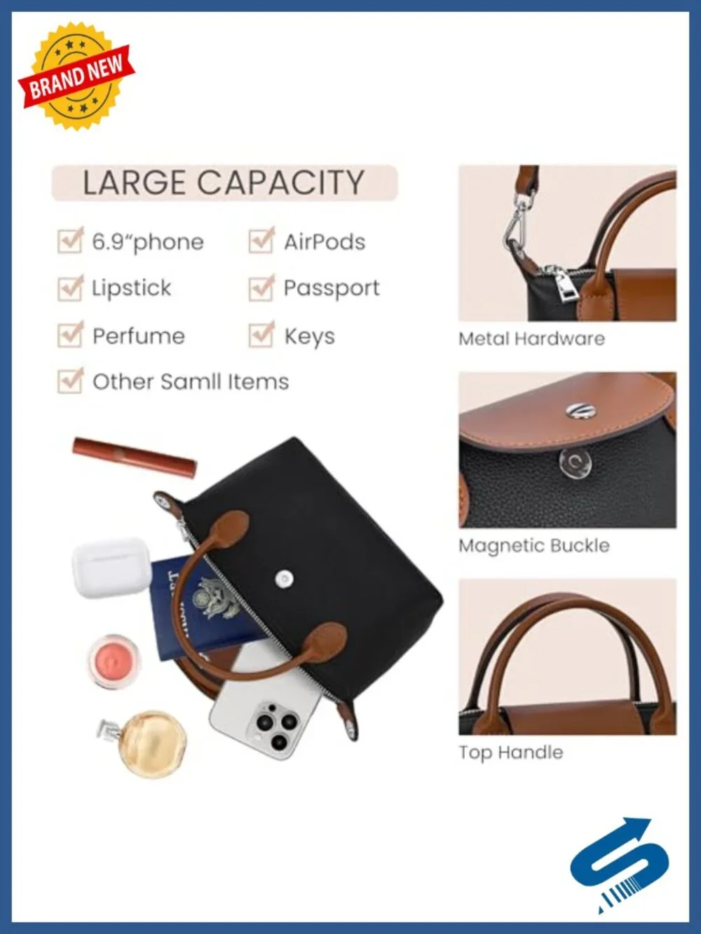 Genuine Leather Crossbody Bag Mini Tote Shoulder Satchel Purse Adjustable Strap